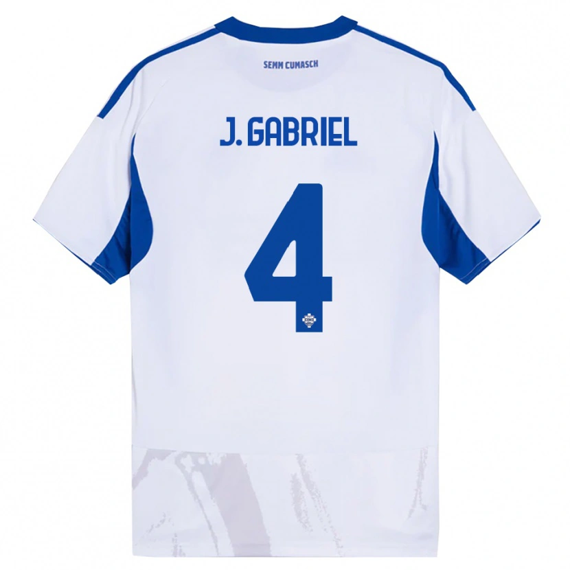 Danxen Women João Gabriel #4 White Blue Away Jersey 2025/26 T-Shirt