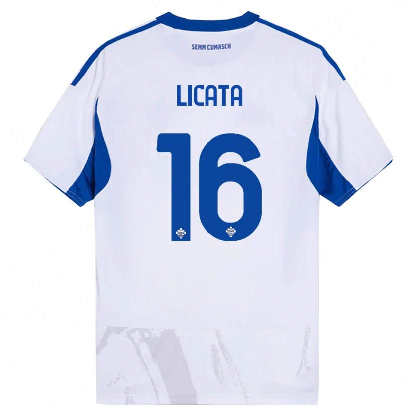 Danxen Women Alessandro Licata #16 White Blue Away Jersey 2025/26 T-Shirt