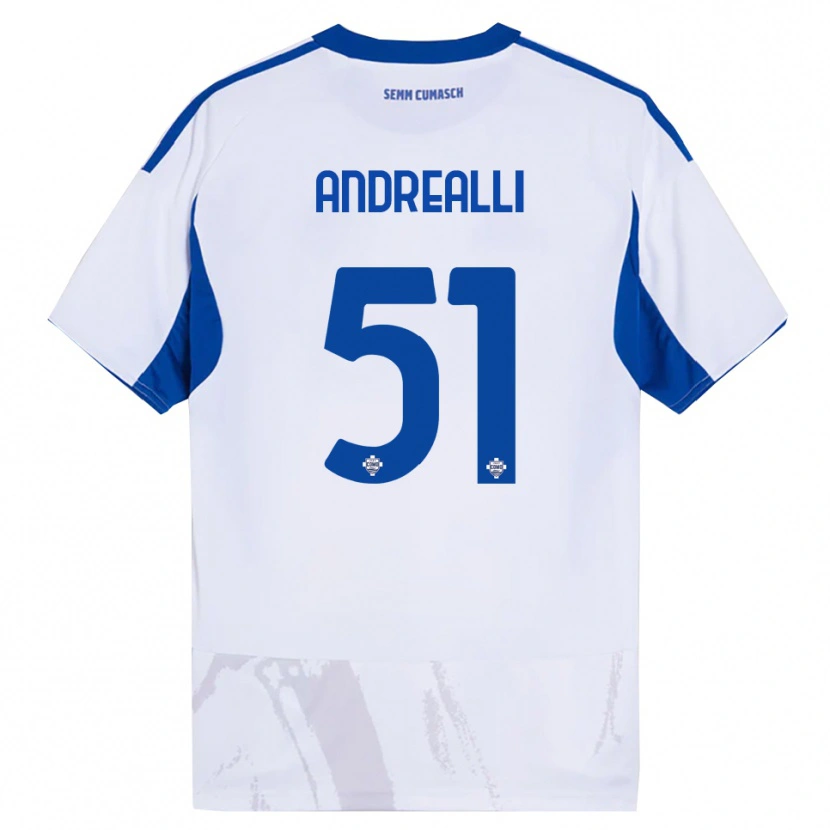 Danxen Women Francesco Andrealli #51 White Blue Away Jersey 2025/26 T-Shirt