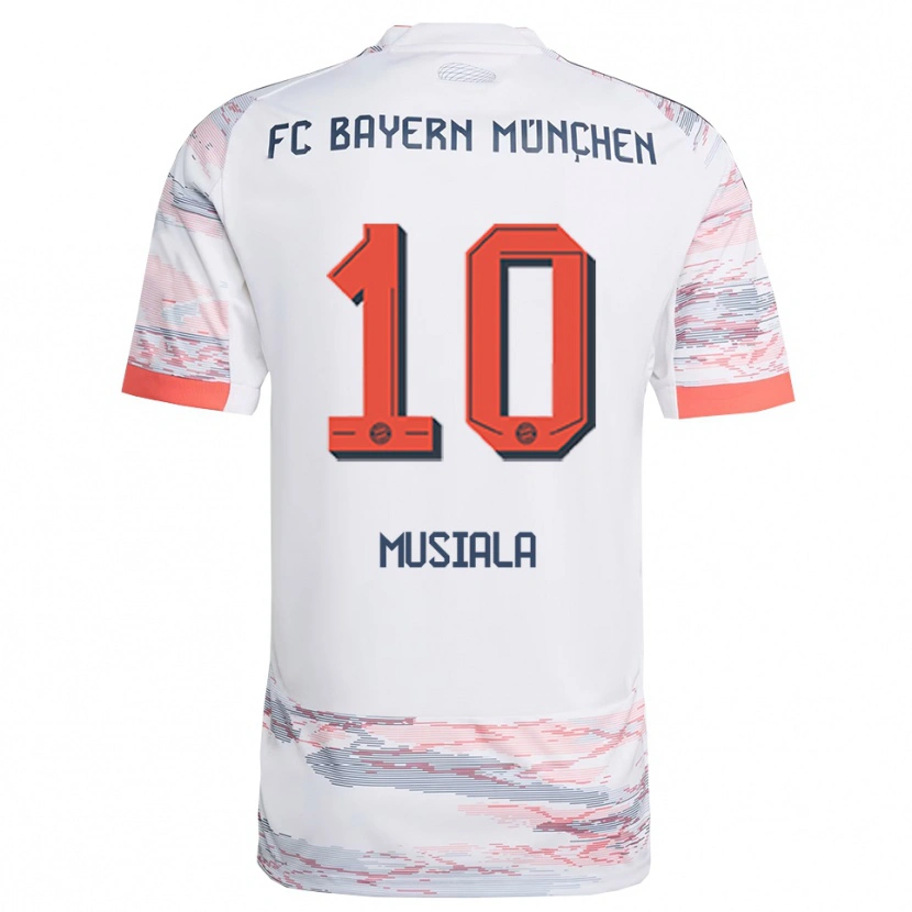 Danxen Women Jamal Musiala #10 White Gray Away Jersey 2025/26 T-Shirt