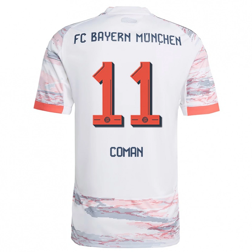 Danxen Women Kingsley Coman #11 White Gray Away Jersey 2025/26 T-Shirt