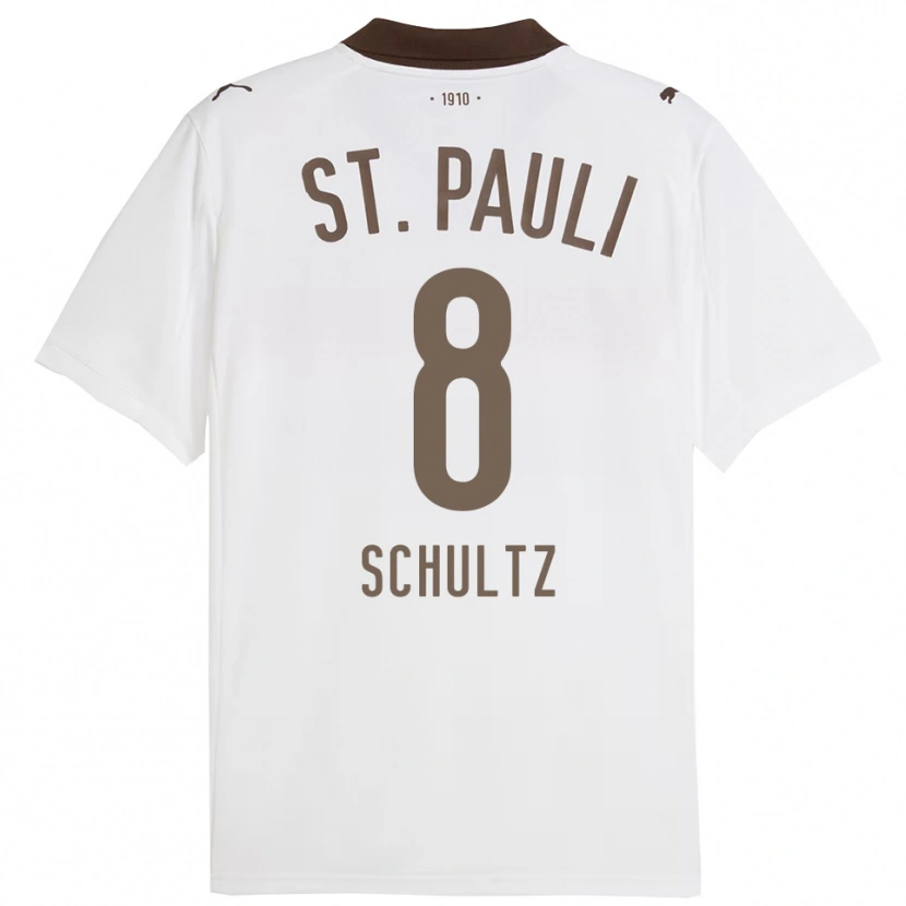 Danxen Women Paul Schultz #8 White Red Away Jersey 2025/26 T-Shirt