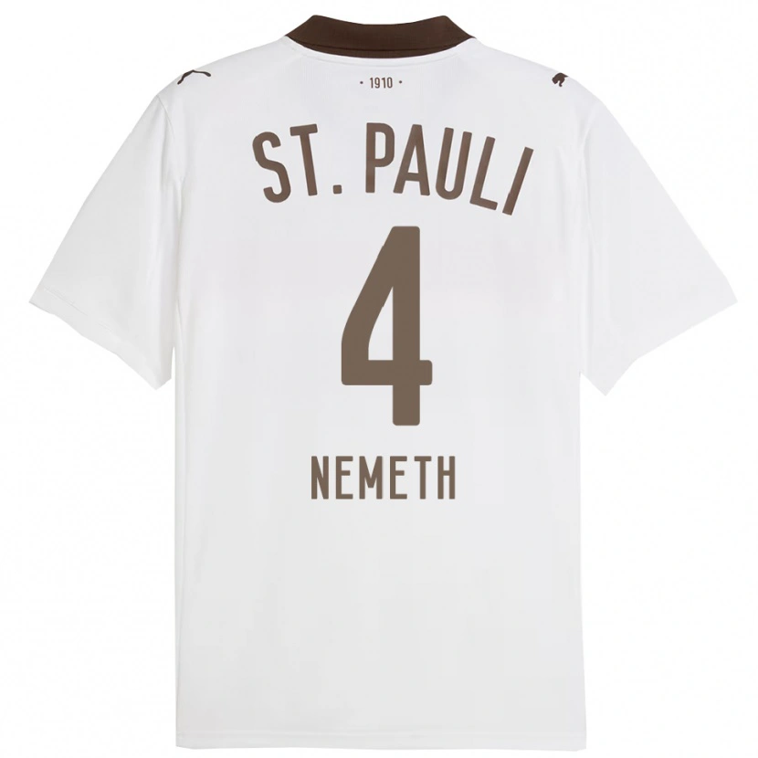 Danxen Women David Nemeth #4 White Red Away Jersey 2025/26 T-Shirt