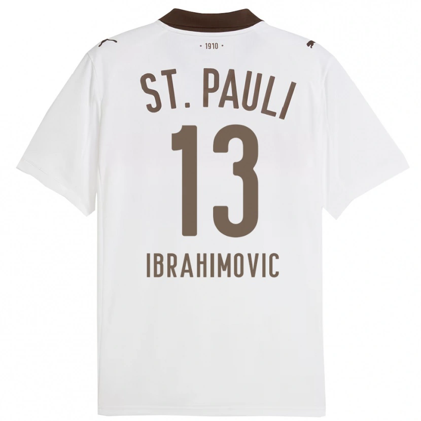 Danxen Women Ajdin Ibrahimovic #13 White Red Away Jersey 2025/26 T-Shirt