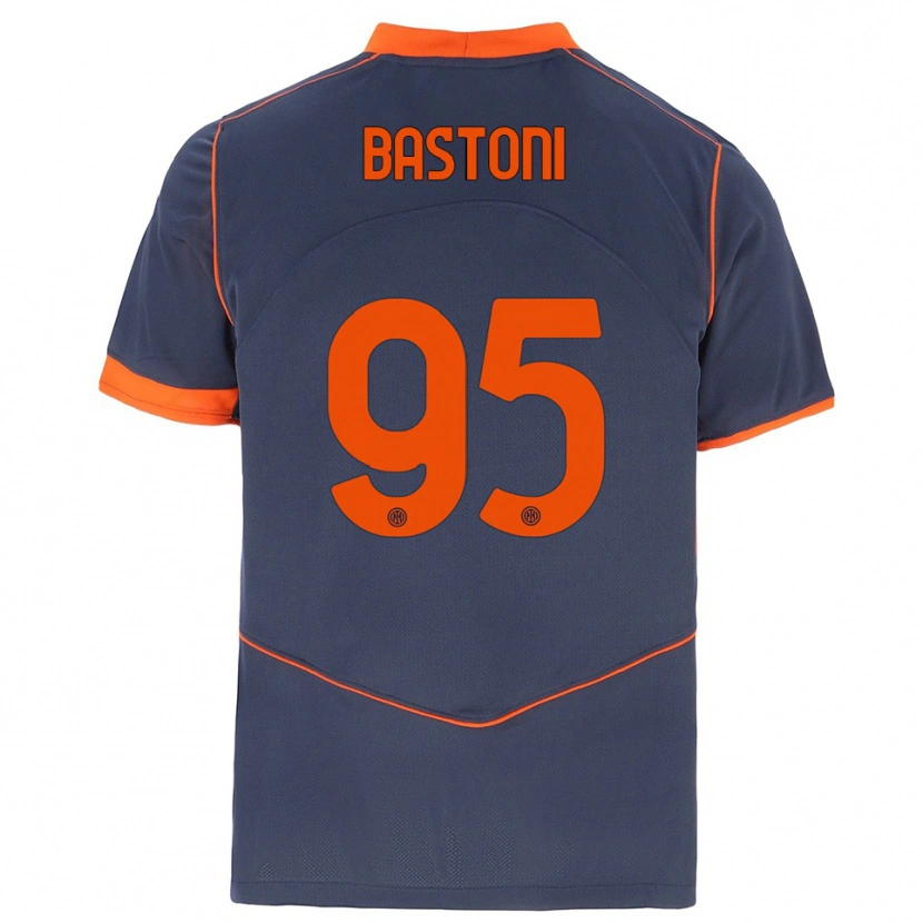 Danxen Women Alessandro Bastoni #95 Gray Orange Third Jersey 2025/26 T-Shirt