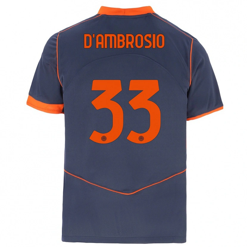 Danxen Women Danilo D'ambrosio #33 Gray Orange Third Jersey 2025/26 T-Shirt