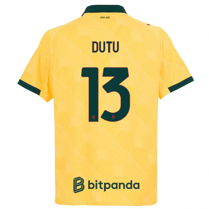 Danxen Women Matteo Duțu #13 Yellow Black Third Jersey 2025/26 T-Shirt