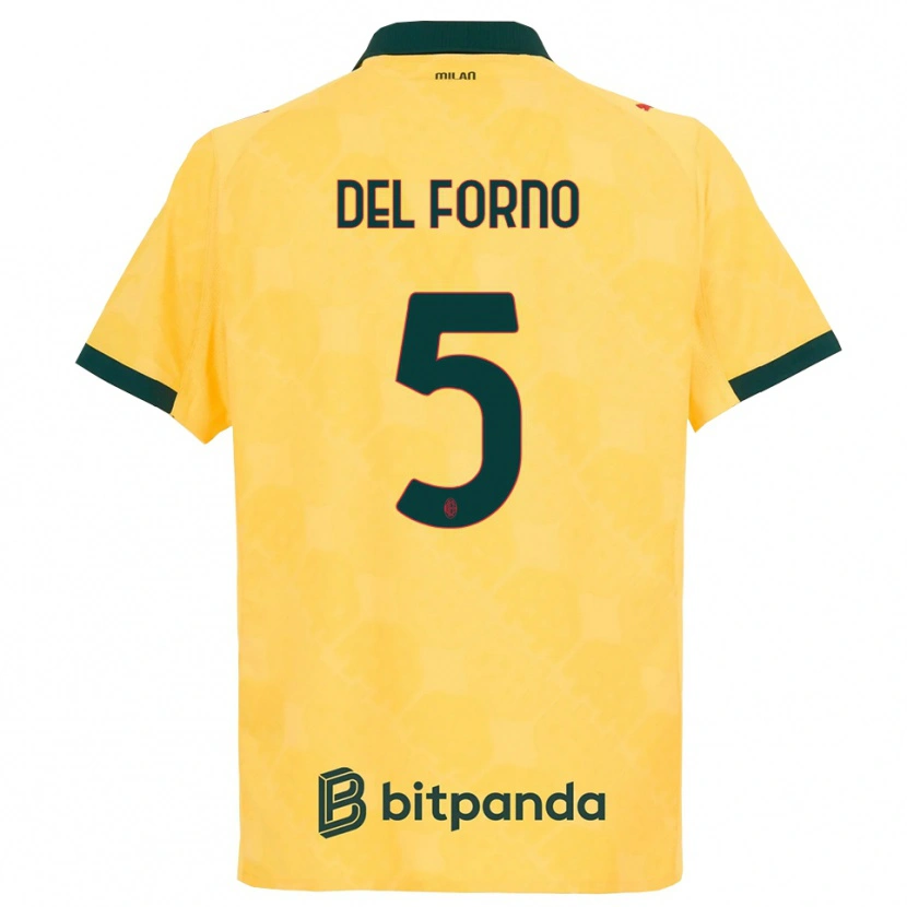 Danxen Women Luca Del Forno #5 Yellow Black Third Jersey 2025/26 T-Shirt