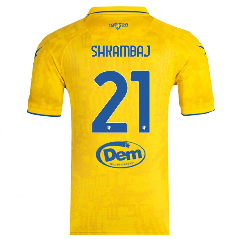 Danxen Kid Ardit Shkambaj #21 Yellow Blue Home Jersey 2025/26 T-Shirt