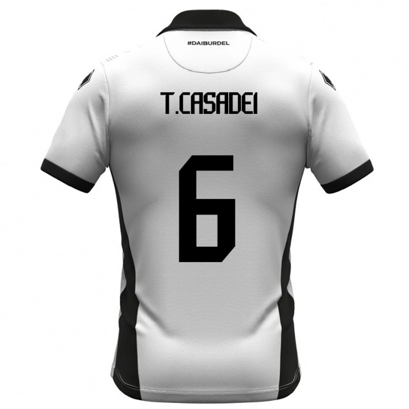 Danxen Kid Tommaso Casadei #6 White Black Orange Home Jersey 2025/26 T-Shirt