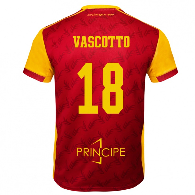 Danxen Kid Edoardo Vascotto #18 Yellow Red Home Jersey 2025/26 T-Shirt