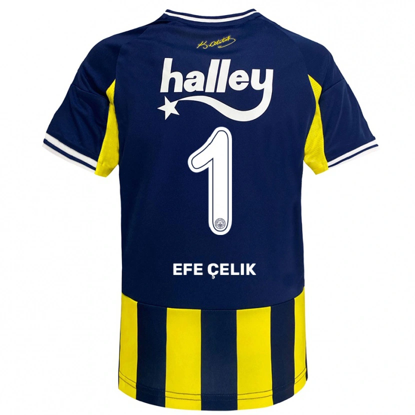 Danxen Kid Mehmet Efe Çelik #1 Yellow Navy White Home Jersey 2025/26 T-Shirt