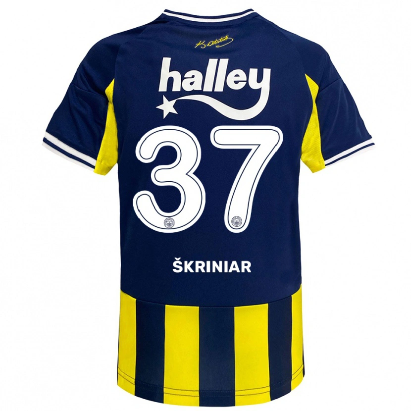 Danxen Kid Milan Škriniar #37 Yellow Navy White Home Jersey 2025/26 T-Shirt
