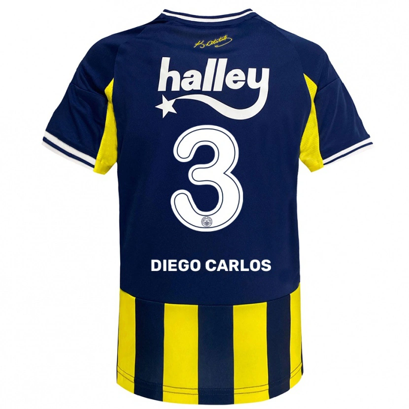 Danxen Kid Diego Carlos #3 Yellow Navy White Home Jersey 2025/26 T-Shirt