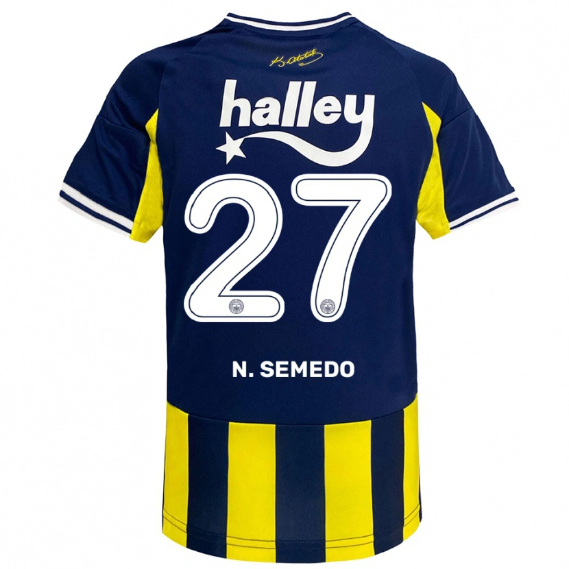 Danxen Kid Nélson Semedo #27 Yellow Navy White Home Jersey 2025/26 T-Shirt