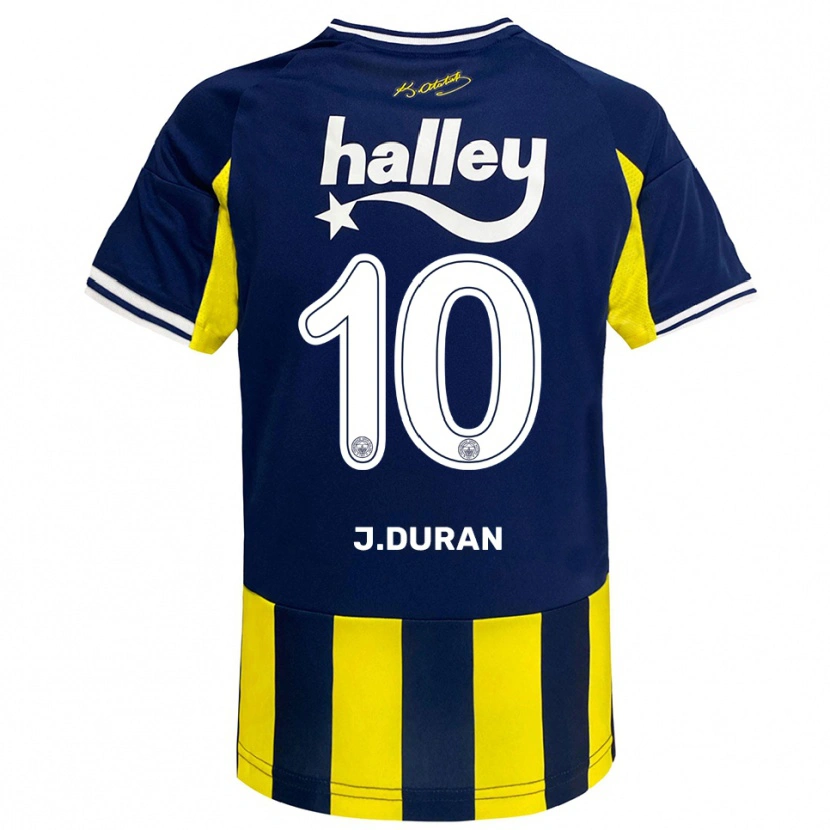 Danxen Kid Jhon Durán #10 Yellow Navy White Home Jersey 2025/26 T-Shirt