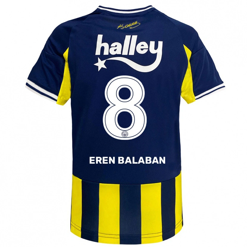 Danxen Kid Aziz Eren Balaban #8 Yellow Navy White Home Jersey 2025/26 T-Shirt