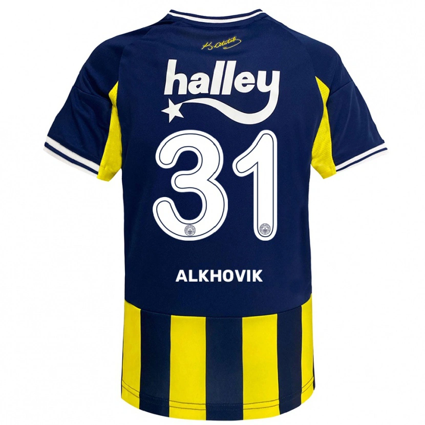 Danxen Kid Karyna Alkhovik #31 Yellow Navy White Home Jersey 2025/26 T-Shirt