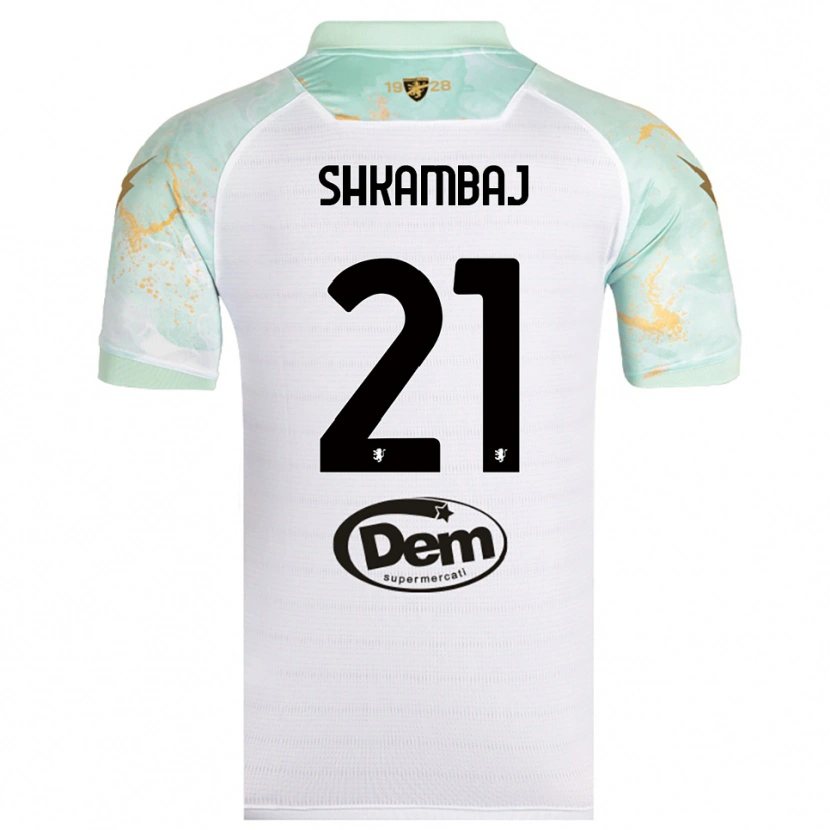 Danxen Kid Ardit Shkambaj #21 White Black Away Jersey 2025/26 T-Shirt