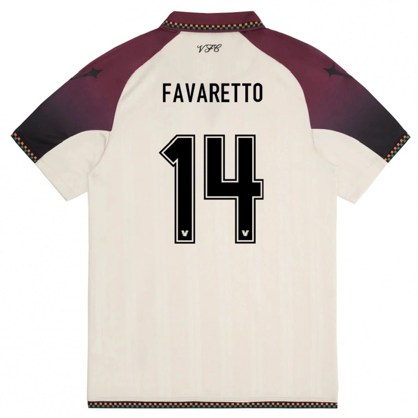 Danxen Kid Alessio Favaretto #14 Cream Burgundy Away Jersey 2025/26 T-Shirt