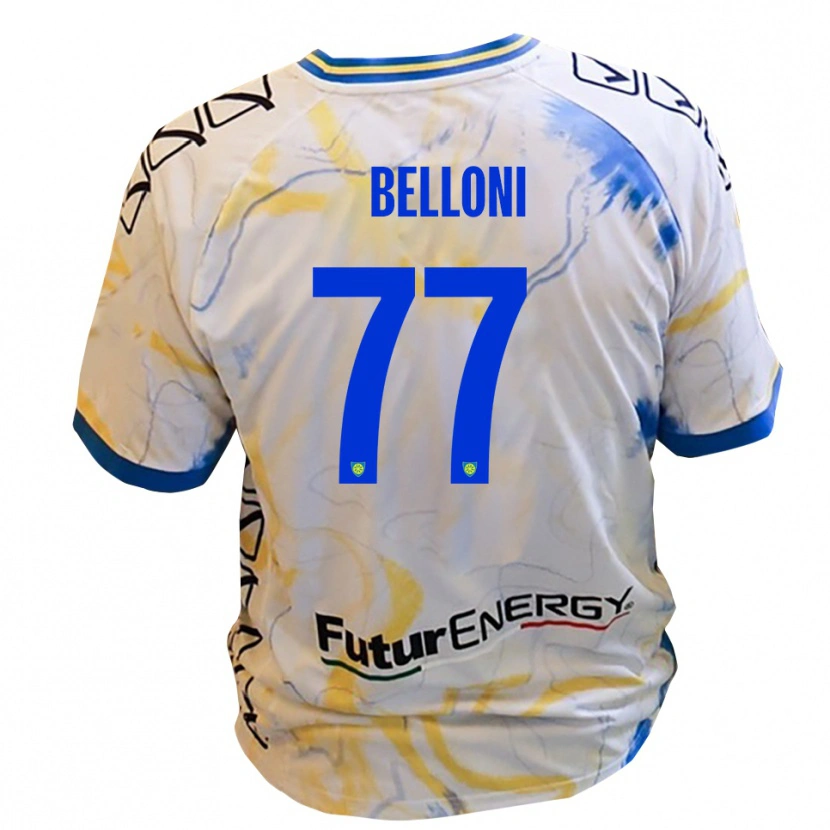 Danxen Kid Niccolò Belloni #77 White Yellow Blue Away Jersey 2025/26 T-Shirt