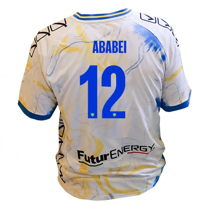 Danxen Kid Leonardo Ababei #12 White Yellow Blue Away Jersey 2025/26 T-Shirt
