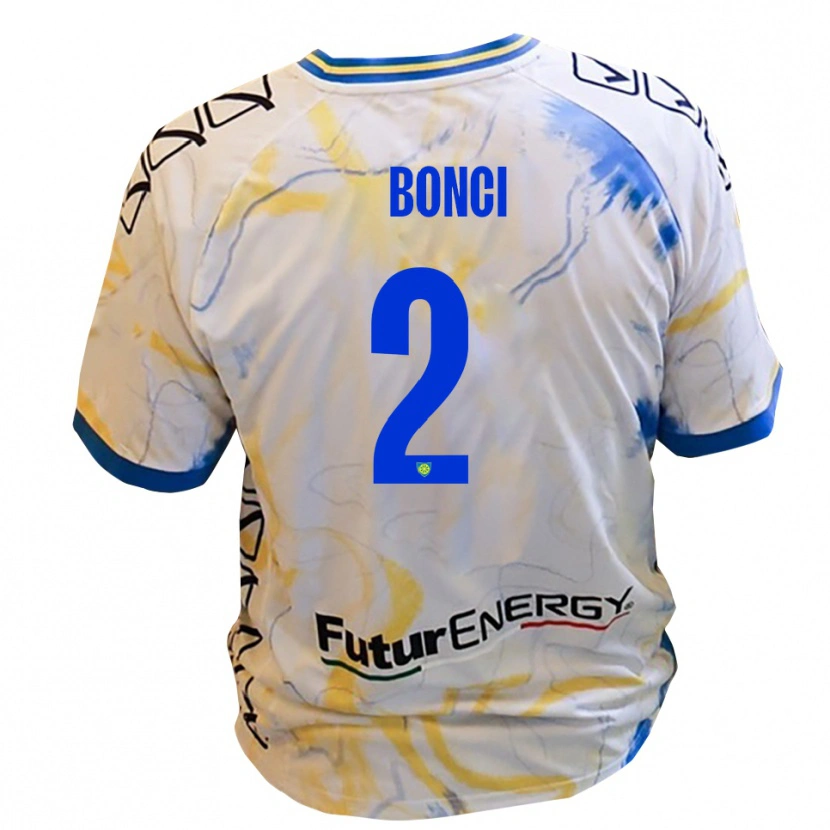 Danxen Kid Alberto Bonci #2 White Yellow Blue Away Jersey 2025/26 T-Shirt