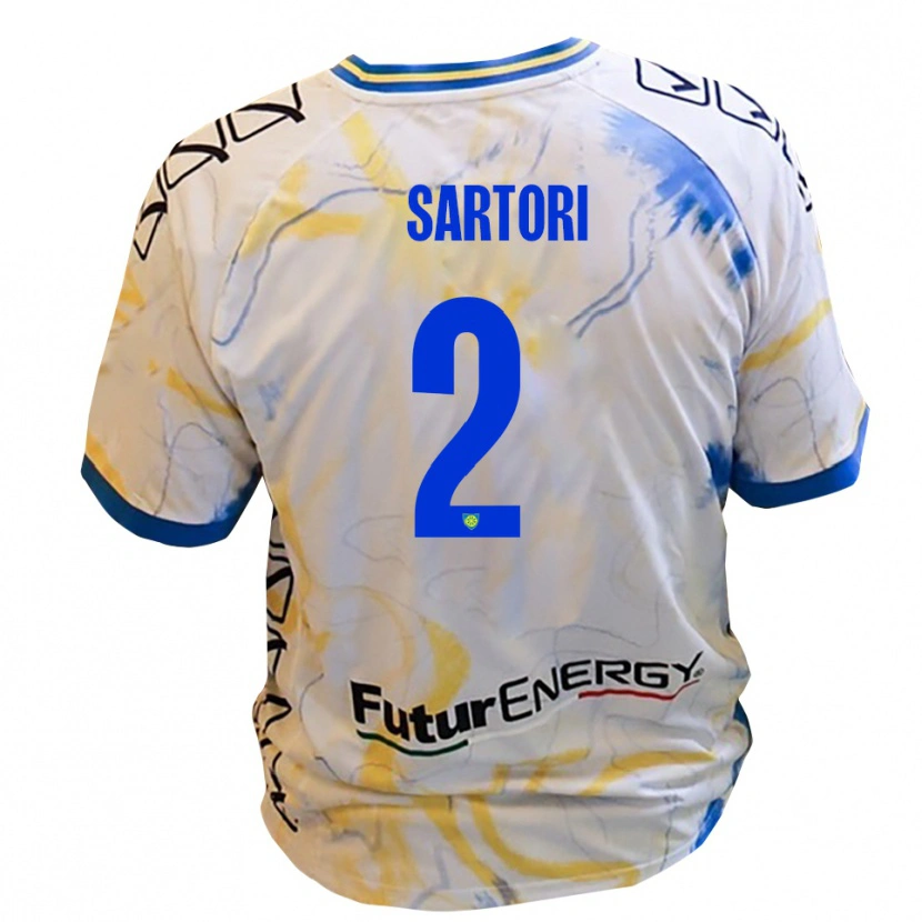 Danxen Kid Edoardo Sartori #2 White Yellow Blue Away Jersey 2025/26 T-Shirt