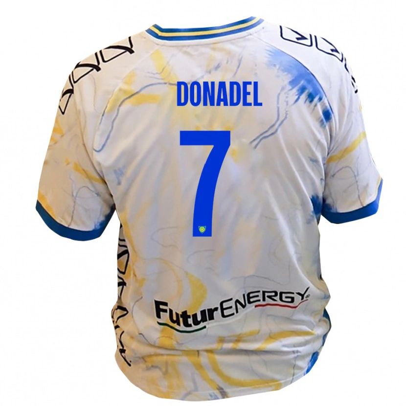 Danxen Kid Tommaso Donadel #7 White Yellow Blue Away Jersey 2025/26 T-Shirt