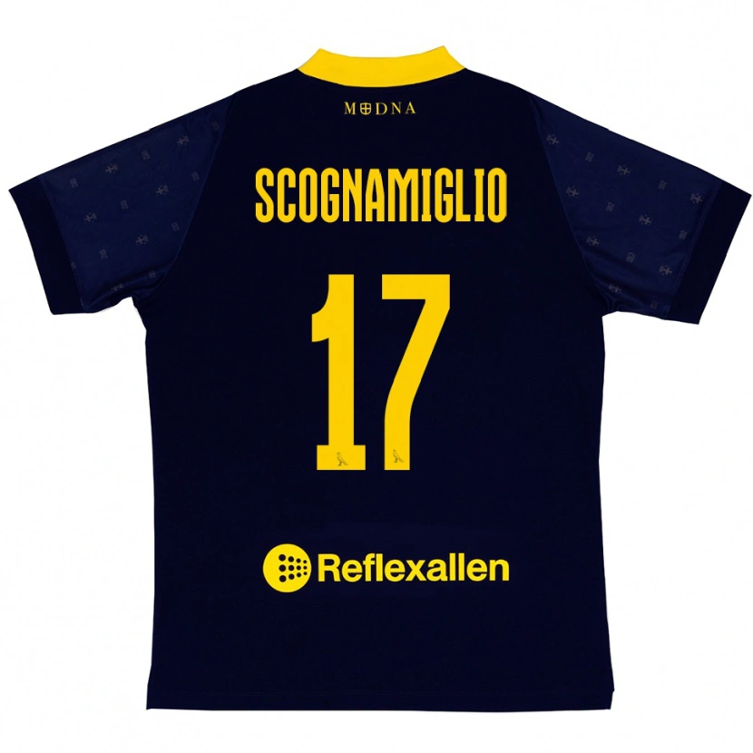 Danxen Kid Giuseppe Scognamiglio #17 Navy Yellow Away Jersey 2025/26 T-Shirt