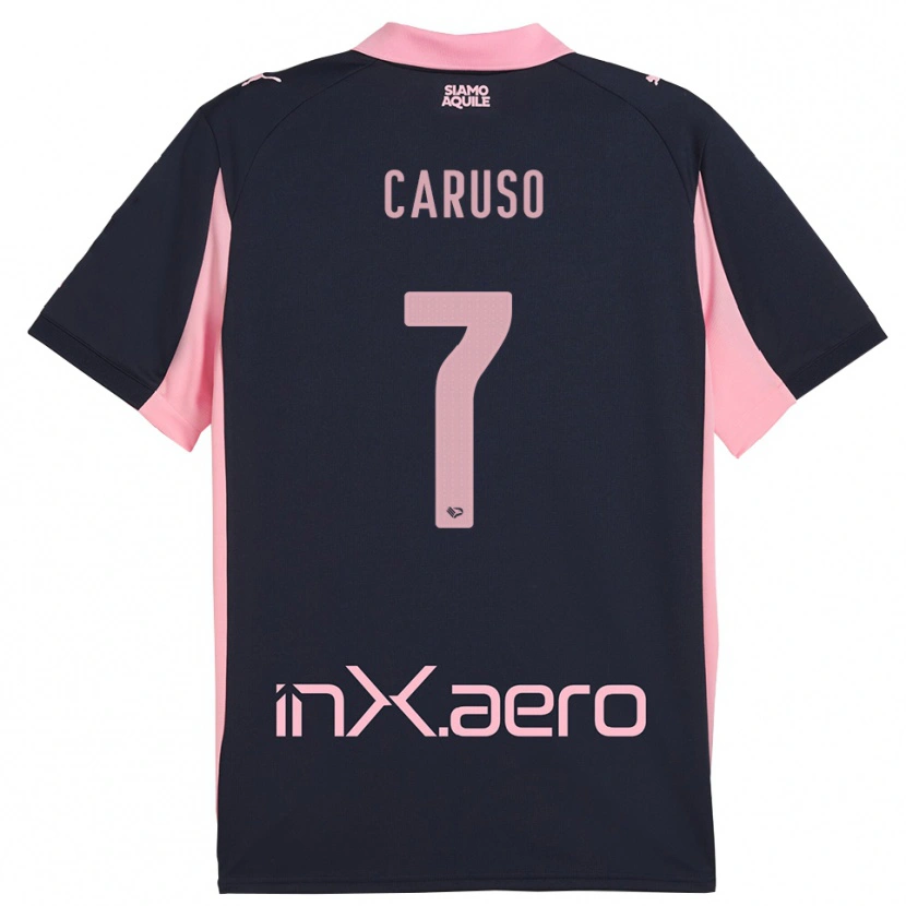 Danxen Kid Edoardo Caruso #7 Navy Pink Away Jersey 2025/26 T-Shirt