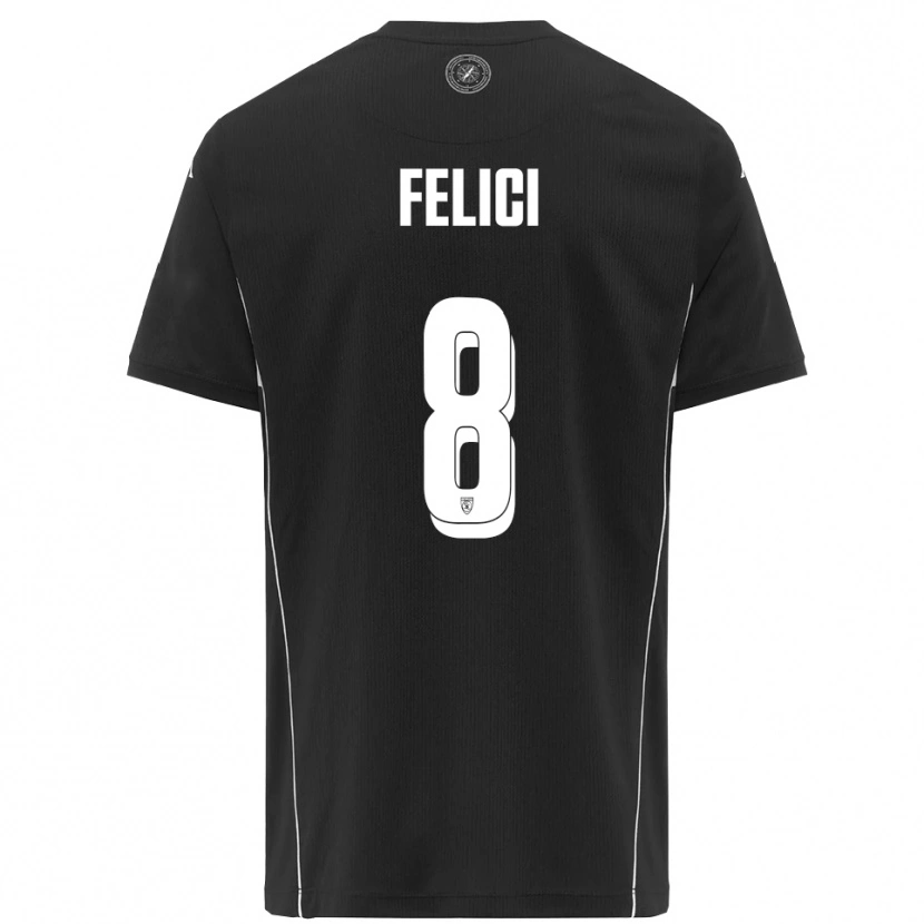 Danxen Kid Giuseppe Felici #8 Black White Away Jersey 2025/26 T-Shirt