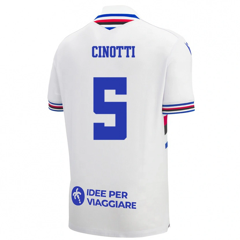 Danxen Kid Norma Cinotti #5 White Blue Red Away Jersey 2025/26 T-Shirt