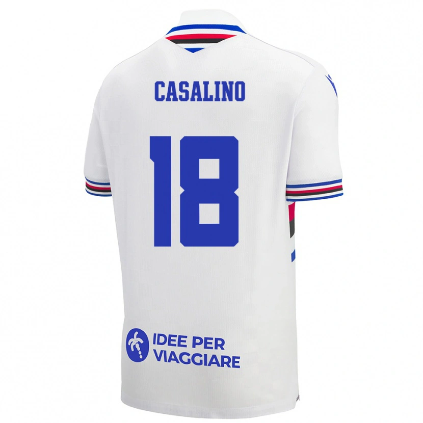 Danxen Kid Tommaso Casalino #18 White Blue Red Away Jersey 2025/26 T-Shirt