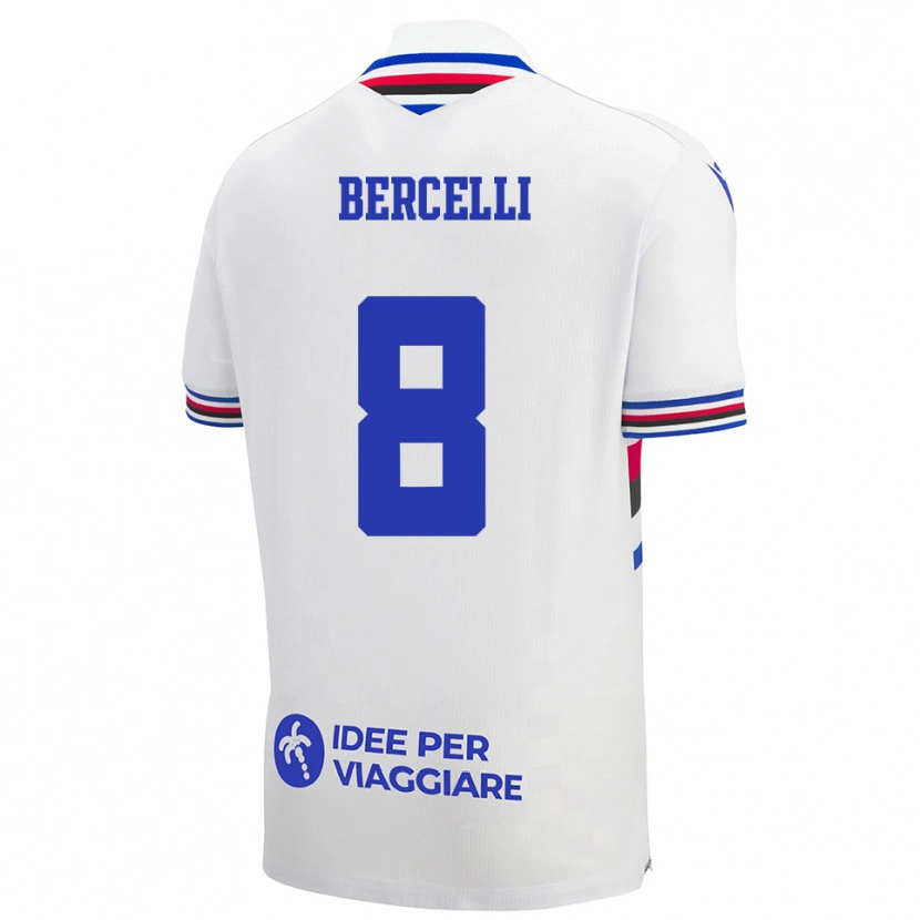 Danxen Kid Kiara Bercelli #8 White Blue Red Away Jersey 2025/26 T-Shirt