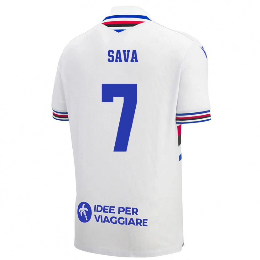 Danxen Kid Samuele Sava #7 White Blue Red Away Jersey 2025/26 T-Shirt