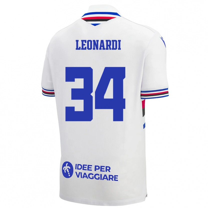 Danxen Kid Simone Leonardi #34 White Blue Red Away Jersey 2025/26 T-Shirt