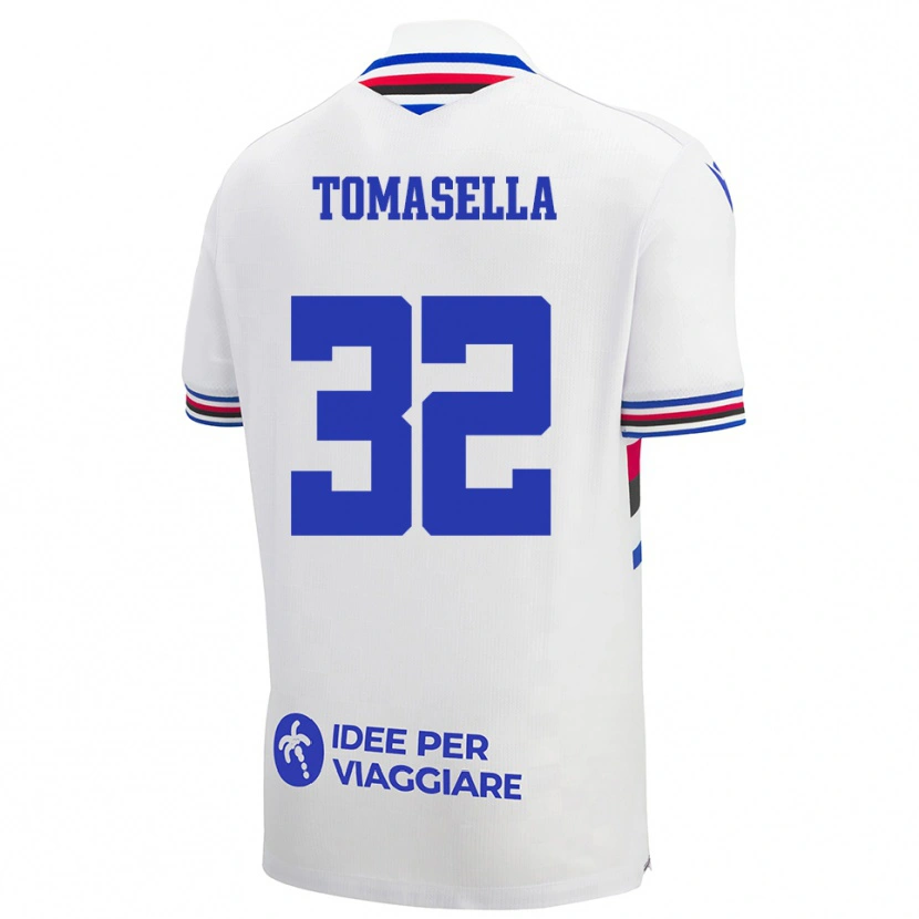 Danxen Kid Mattia Tomasella #32 White Blue Red Away Jersey 2025/26 T-Shirt