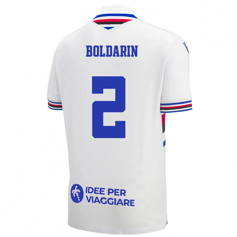 Danxen Kid Filippo Boldarin #2 White Blue Red Away Jersey 2025/26 T-Shirt