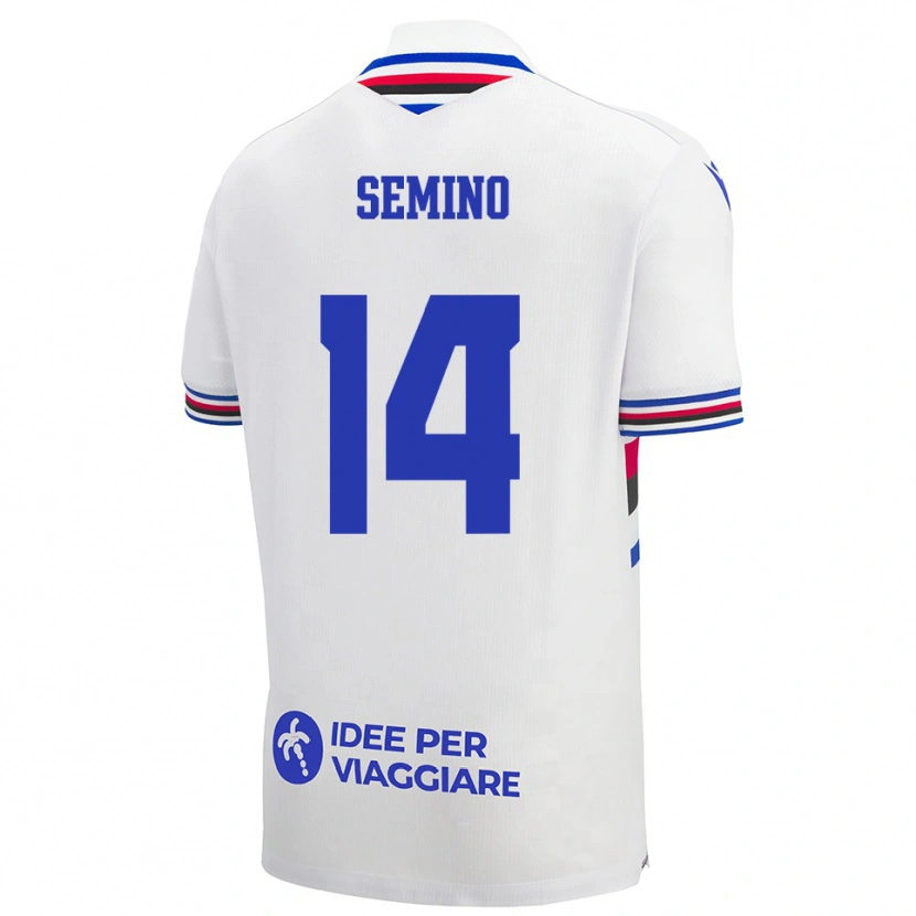 Danxen Kid Pietro Semino #14 White Blue Red Away Jersey 2025/26 T-Shirt