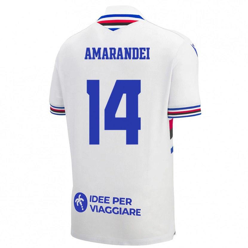 Danxen Kid Ștefan Amarandei #14 White Blue Red Away Jersey 2025/26 T-Shirt