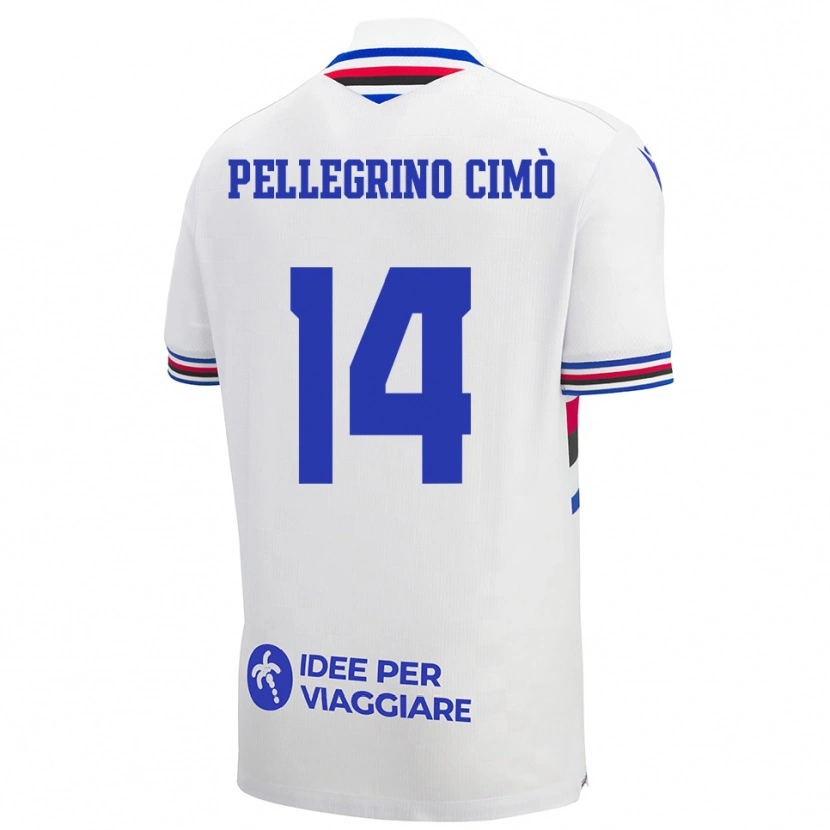 Danxen Kid Giada Pellegrino Cimò #14 White Blue Red Away Jersey 2025/26 T-Shirt