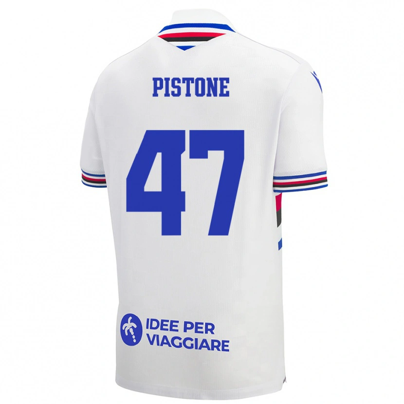 Danxen Kid Giovanni Pistone #47 White Blue Red Away Jersey 2025/26 T-Shirt