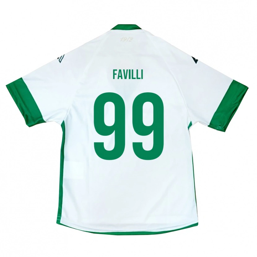 Danxen Kid Andrea Favilli #99 White Green Blue Away Jersey 2025/26 T-Shirt