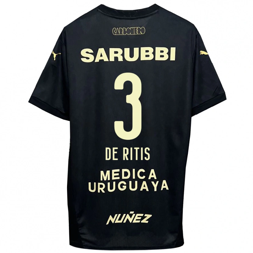 Danxen Kid Mathías De Ritis #3 Black Gold Away Jersey 2025/26 T-Shirt