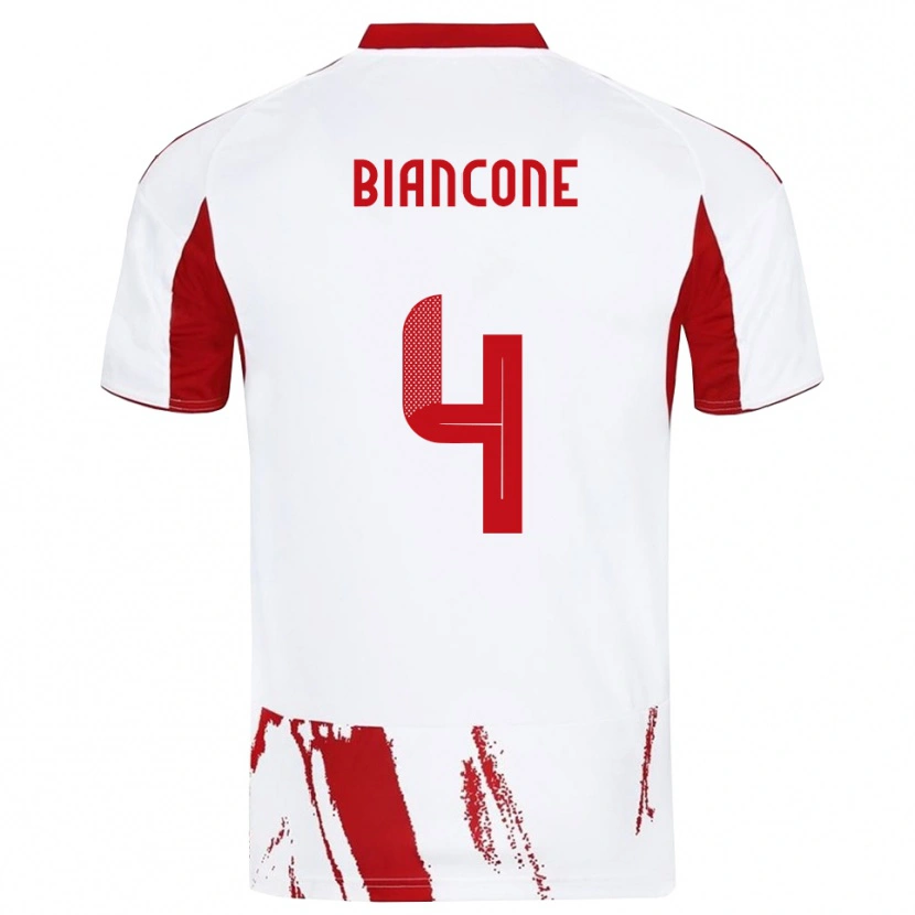 Danxen Kid Giulian Biancone #4 White Red Away Jersey 2025/26 T-Shirt