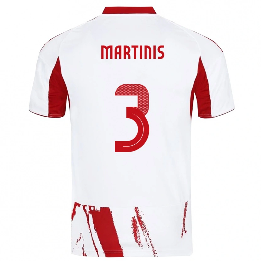 Danxen Kid Apostolos Martinis #3 White Red Away Jersey 2025/26 T-Shirt