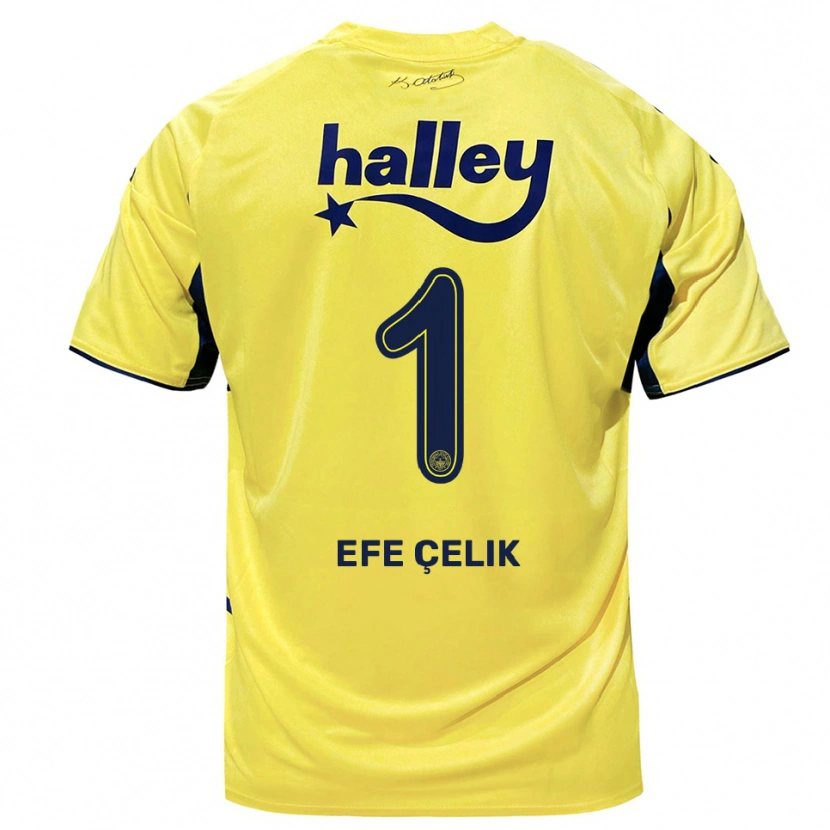 Danxen Kid Mehmet Efe Çelik #1 Yellow Navy Away Jersey 2025/26 T-Shirt