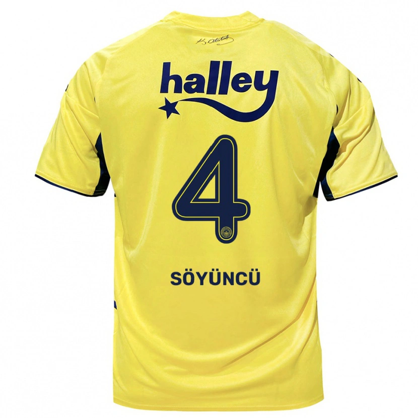 Danxen Kid Çağlar Söyüncü #4 Yellow Navy Away Jersey 2025/26 T-Shirt