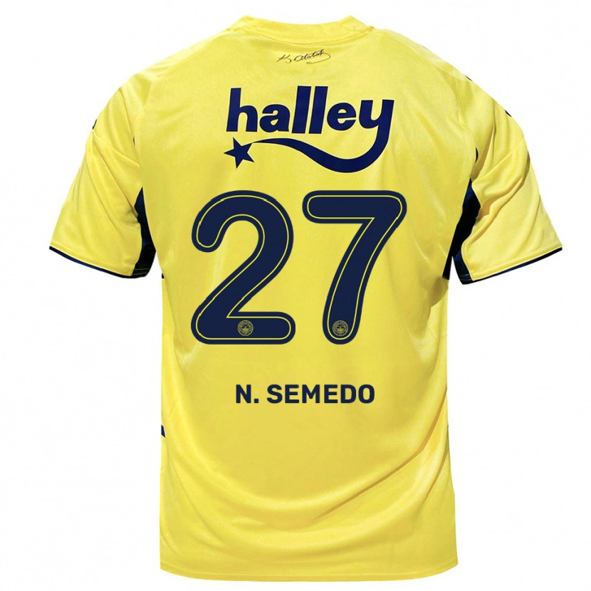Danxen Kid Nélson Semedo #27 Yellow Navy Away Jersey 2025/26 T-Shirt